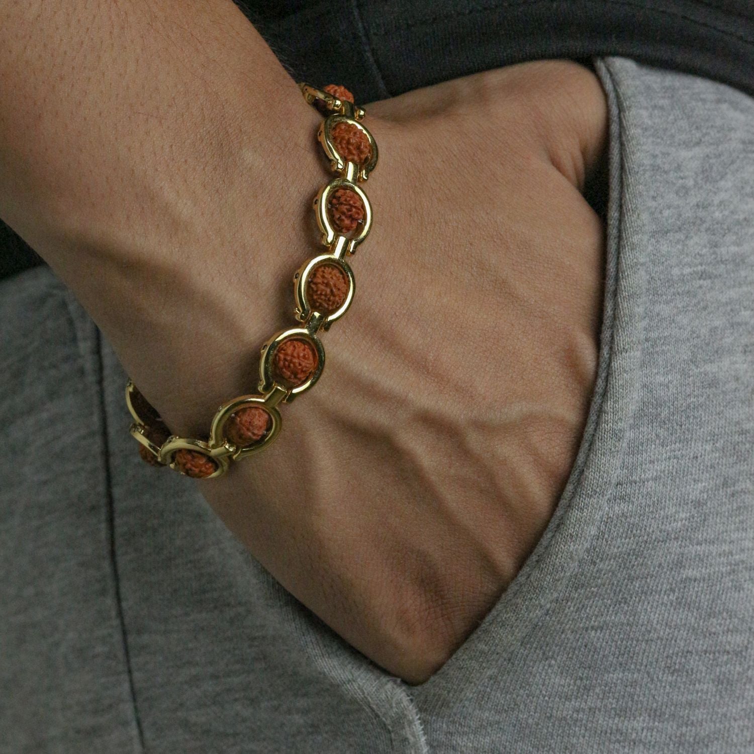 Rudraksha Rudraksh Bracelet With Gold Plated Cap For Stess Free Life  Energized | eBay